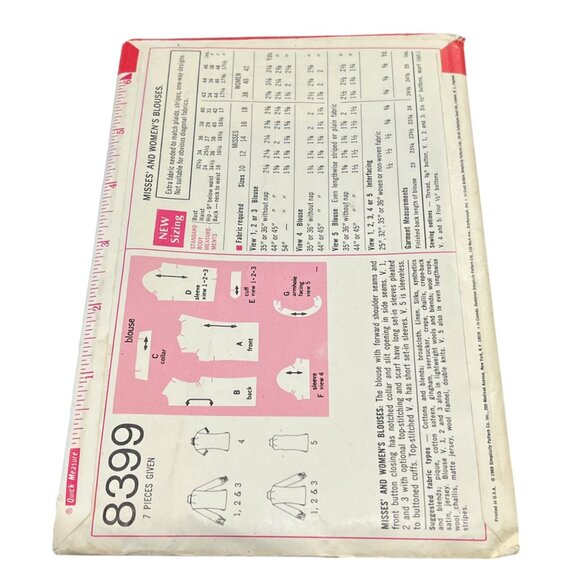 Simplicity 8399 Misses & Womens Blouses Pattern Size 16 Bust 38 - Picture 3 of 3